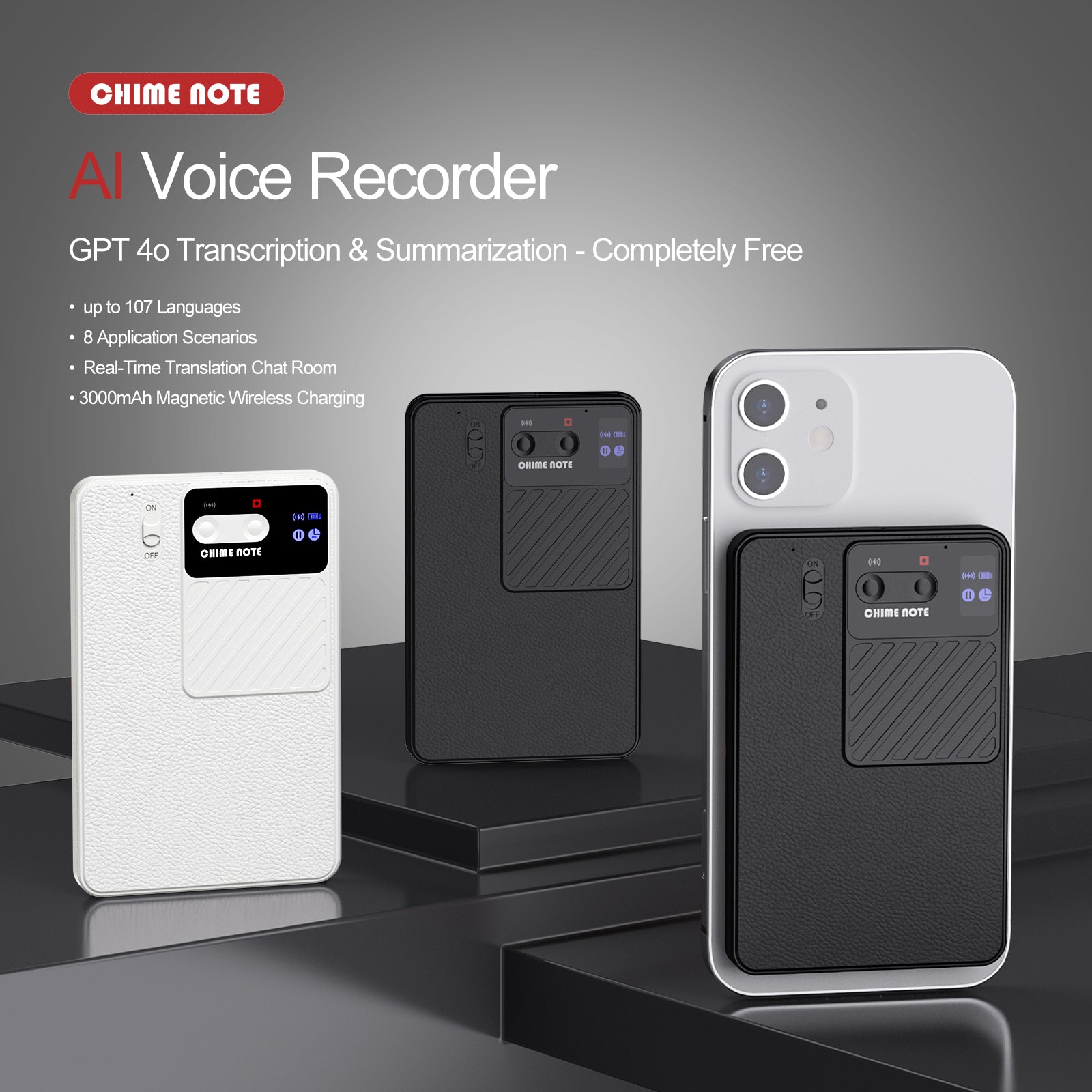 CHIME NOTE Pro AI Voice Recorder with ChatGPT-Powered Summaries - CHIMENOTE