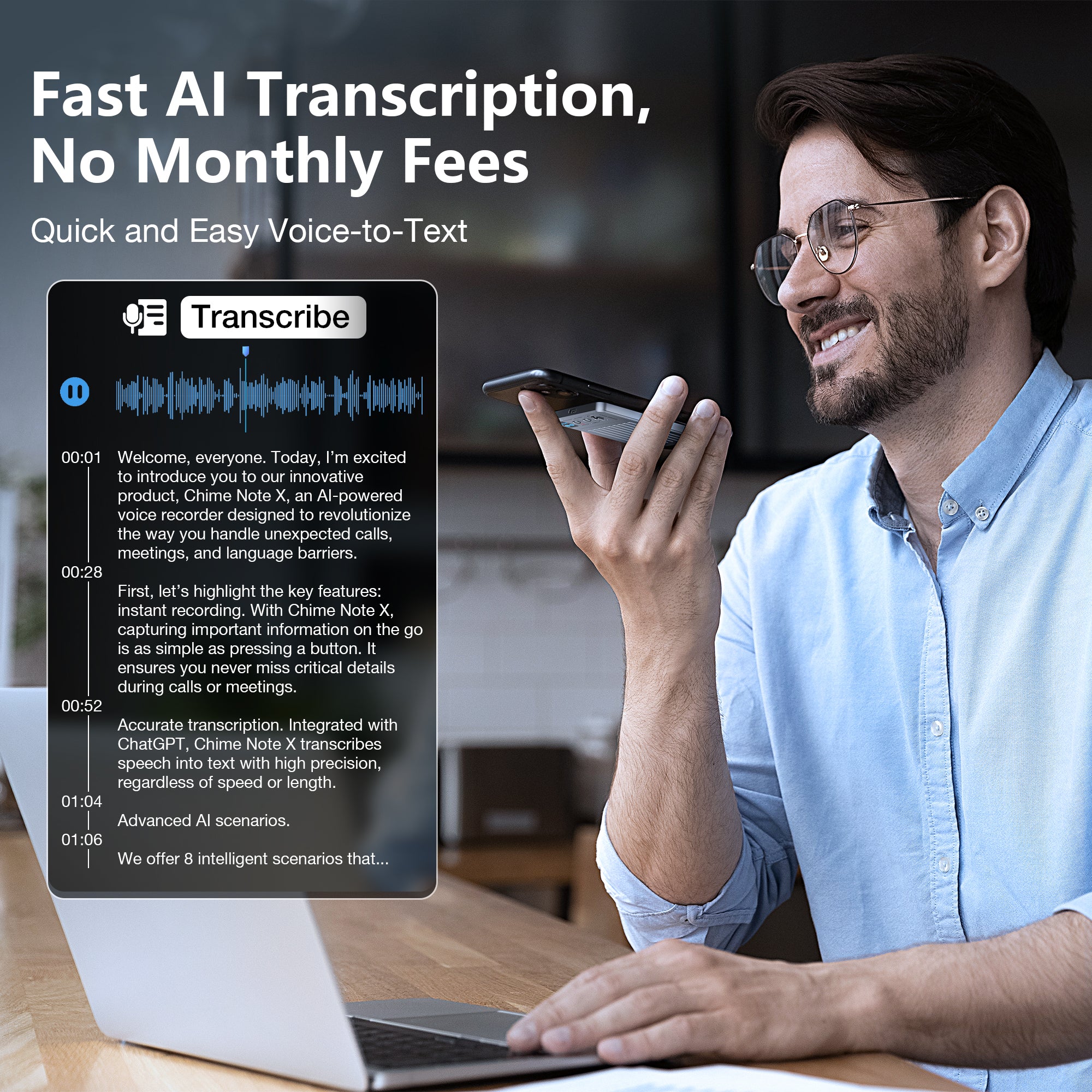 CHIME NOTE Pro AI Voice Recorder with ChatGPT-Powered Summaries - CHIMENOTE