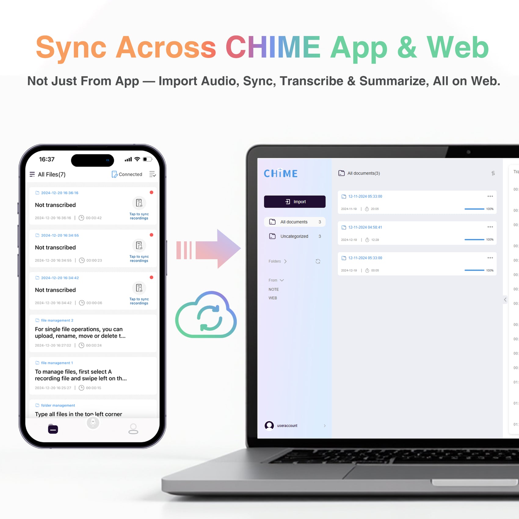 CHIME NOTE AI音声並べ替え