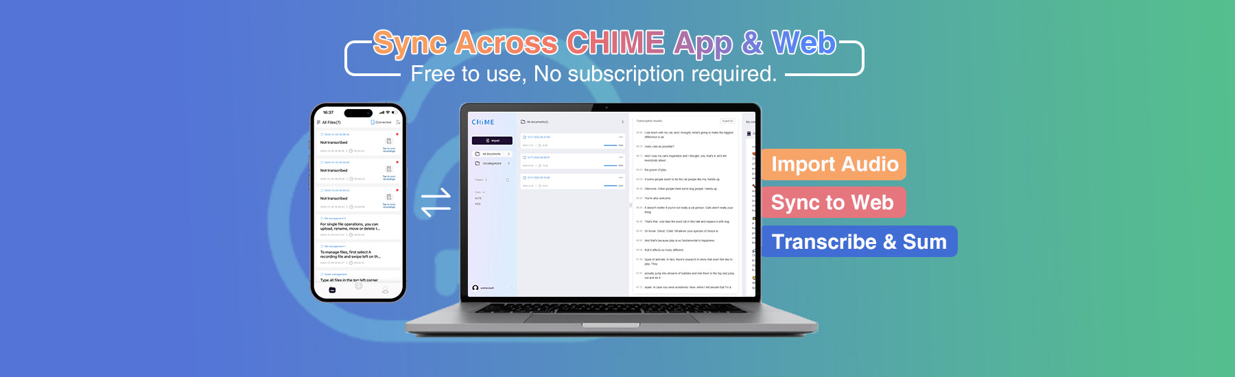 CHIME NOTE AI Voice Recorder - Free Transcription & AI Summaries