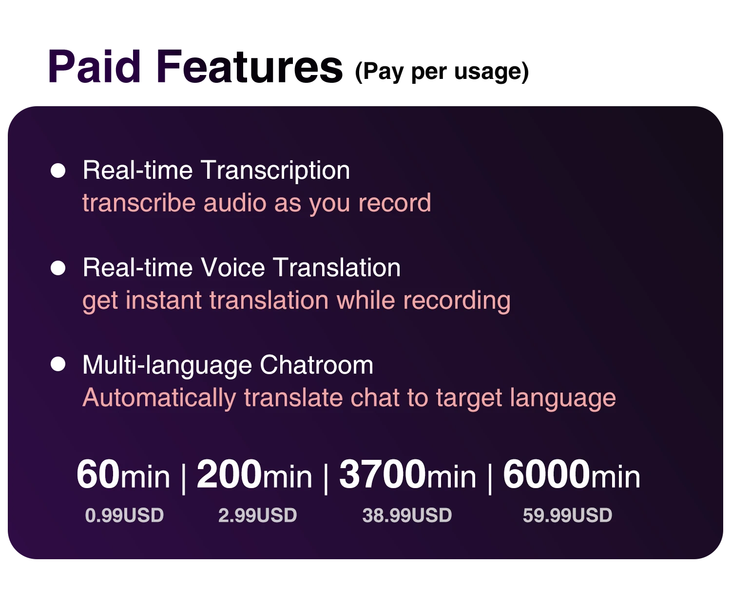 Optional paid features available with 5 hours of free trial each month. Try them out and decide later.